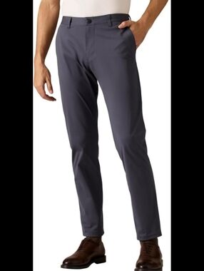 RHONE Classic Commuter Grey/Blue Slim Fit Flat Front No Iron Dress Pants Mens 30
